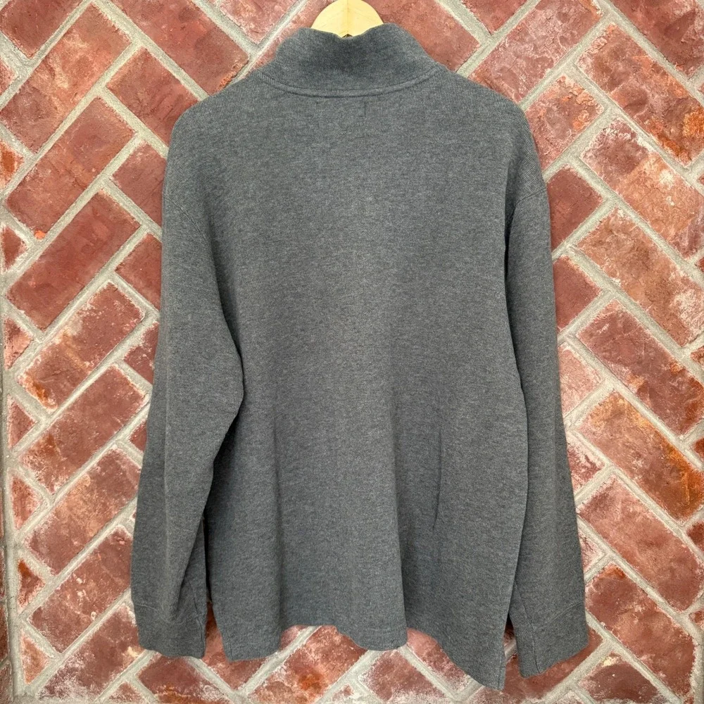 Polo Ralph Lauren Quarter Zip Pullover Sweater Size Large Gray Green Pony